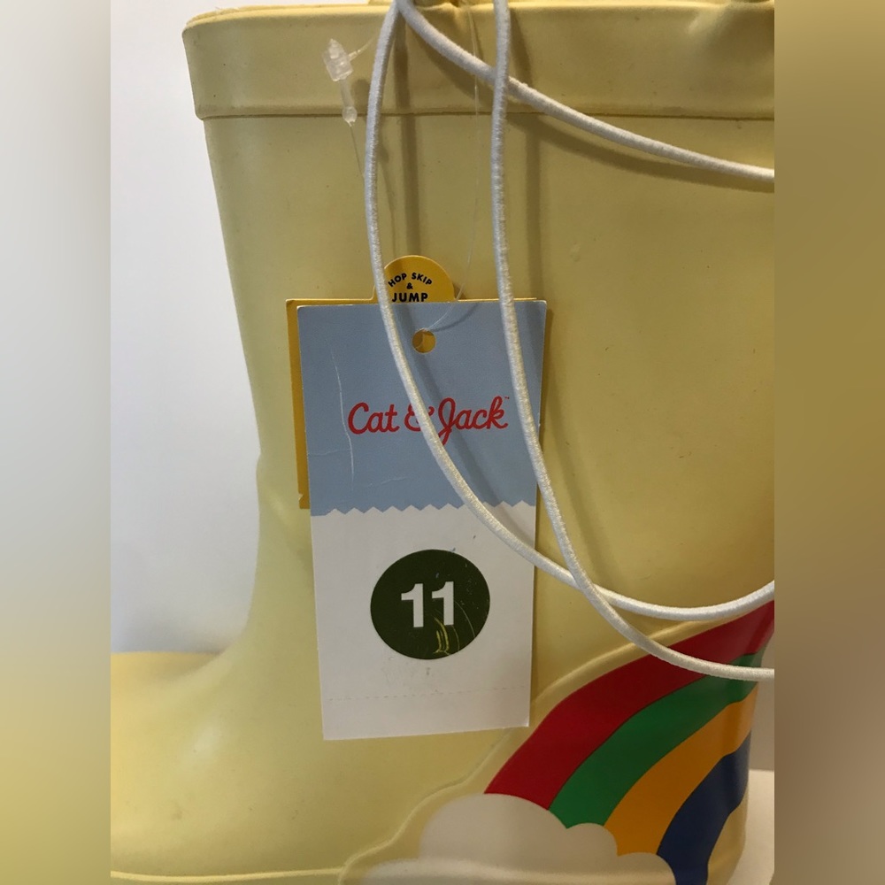 New Children’s Yellow Rain Boots Sunshine Rainbow Shoes size 11 toddler - Picture 5 of 9
